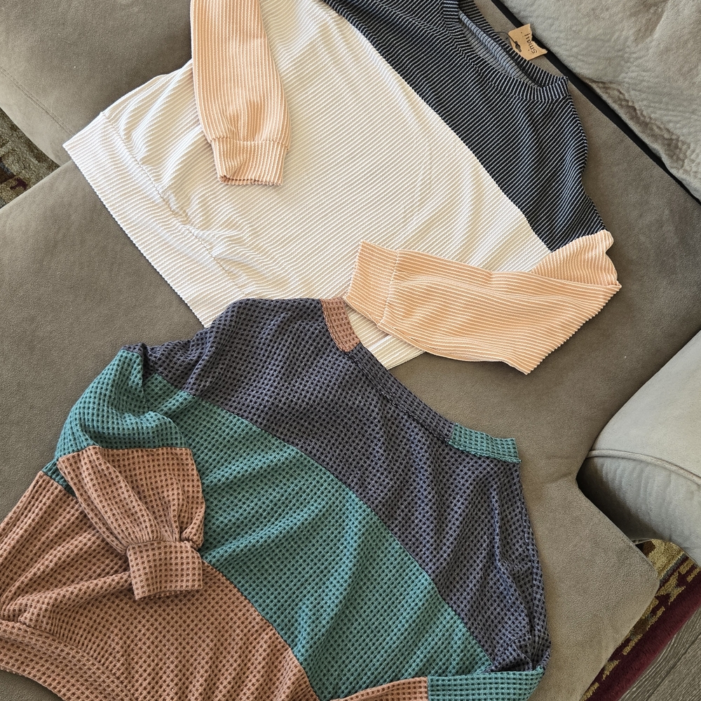 Colorblock Long Sleeve Tops